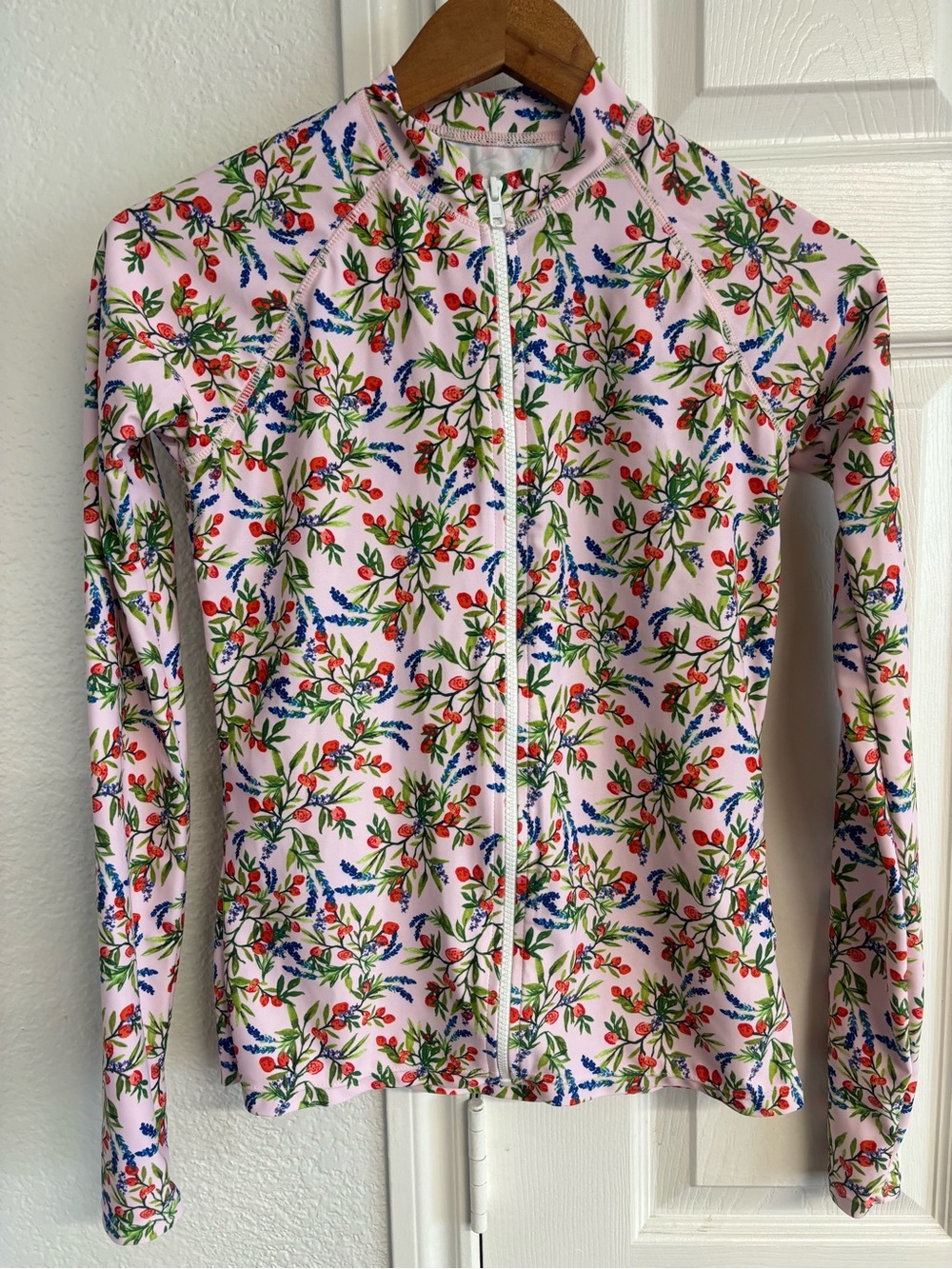 Mott50 Pink Floral Wynn Swim SPF 50+ Zip Up Long Sleeve Size S